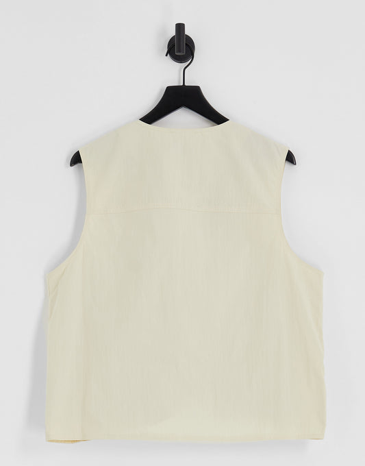 ASOS DESIGN utility gilet with pockets in ecru