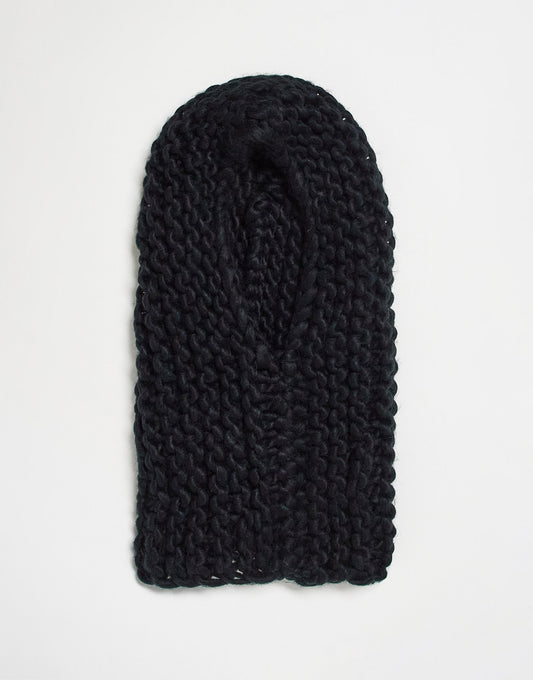 COLLUSION chunky crochet textured knit balaclava in black