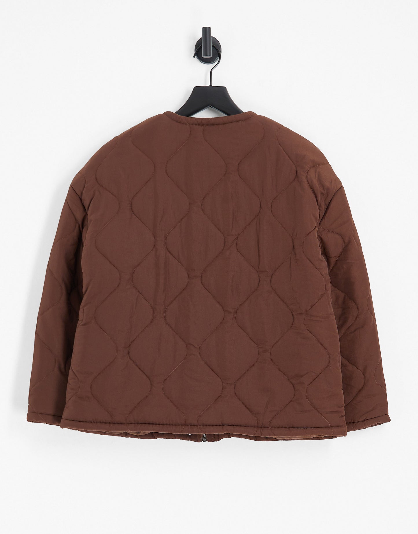 Lola May oversized quilted jacket in chocolate brown