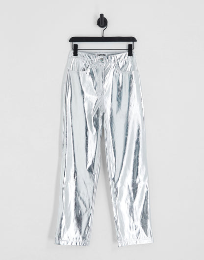 Amy Lynn lupe trousers in metallic silver