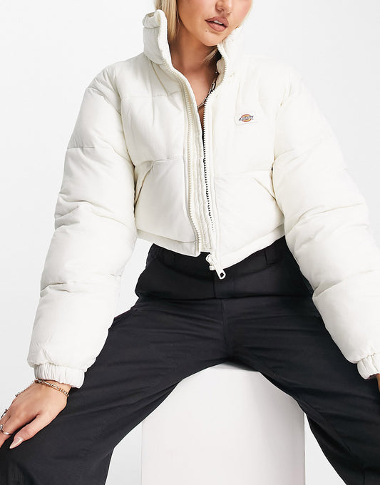 Dickies Alatna cropped puffer jacket in cream