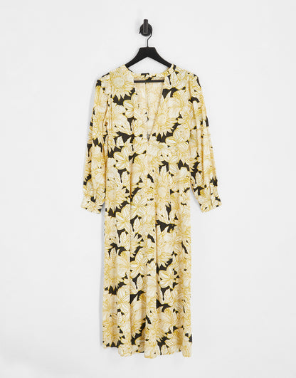 Vero Moda Petite aware maxi dress in yellow floral print