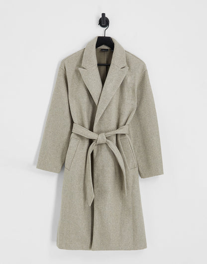 Vero Moda belted wrap coat in beige