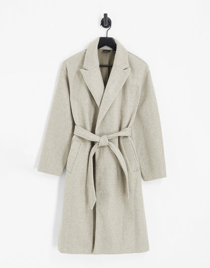 Vero Moda belted wrap coat in beige