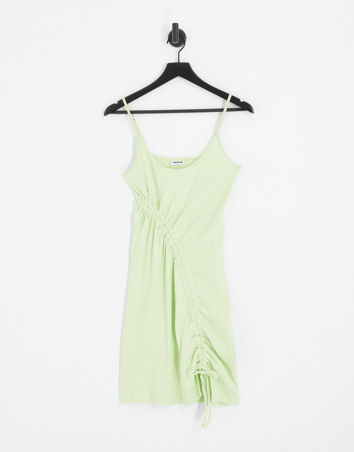 Noisy May mini dress with tie detail in lime green