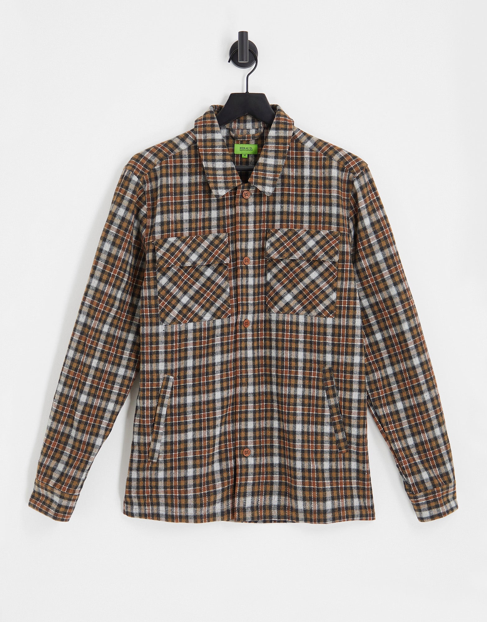 GianniFeraudovershirtinbrowncheck