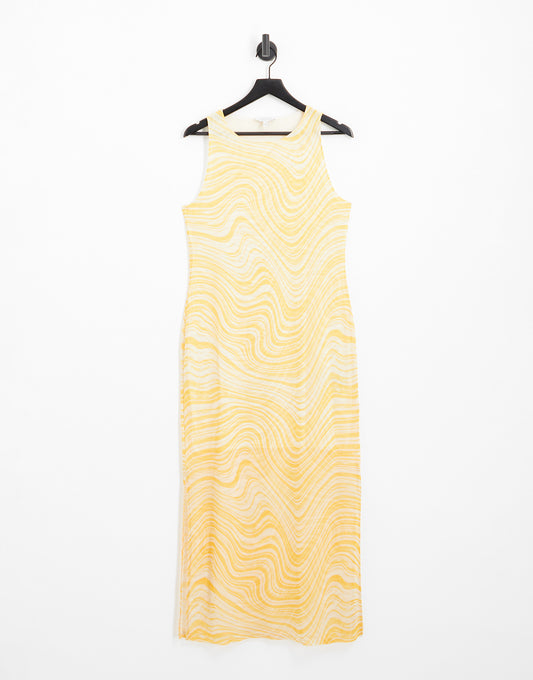 & Other Stories jersey midi dress in yellow marble print