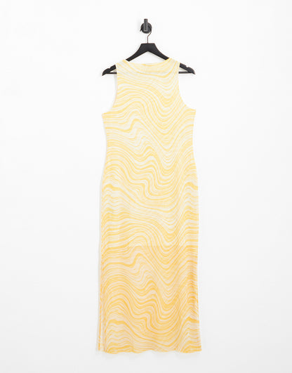 & Other Stories jersey midi dress in yellow marble print