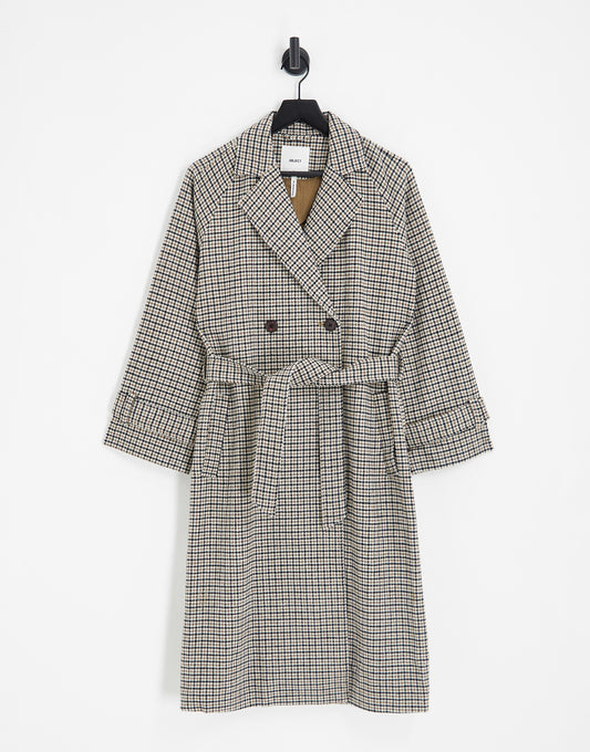 Object oversized trench coat in check