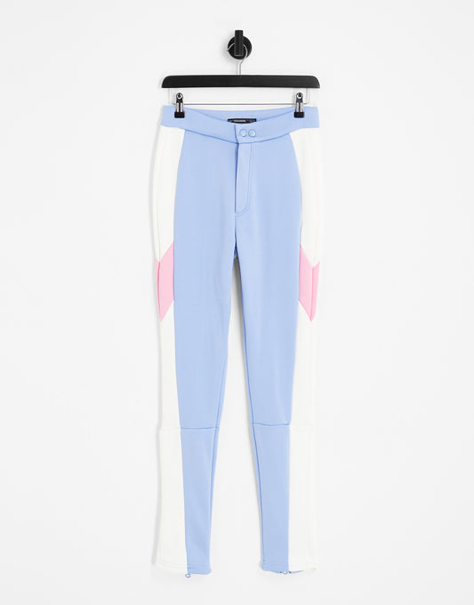 Threadbare Ski trousers with panelling in pastel blue