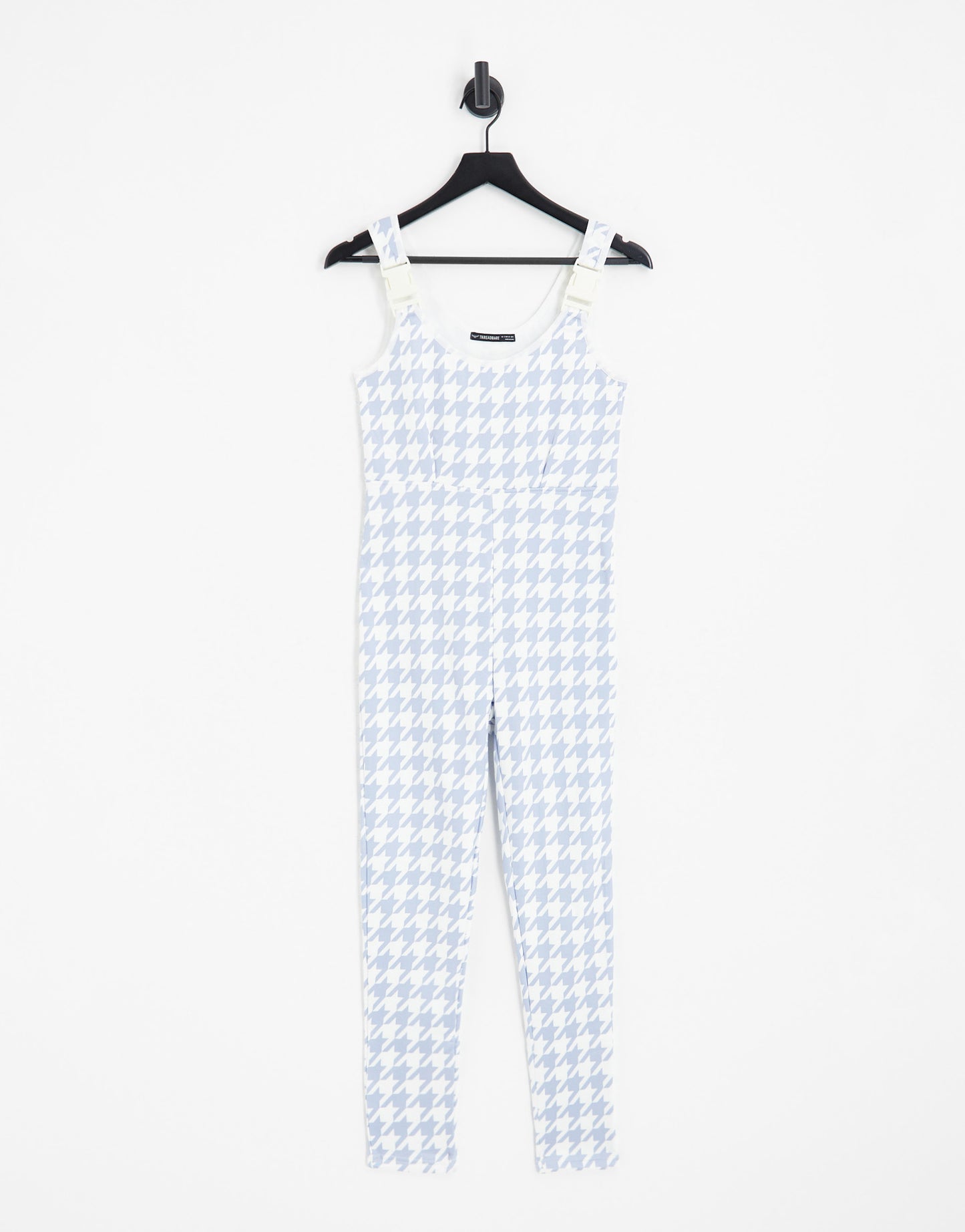 Threadbare ski salopettes in pastel blue houndstooth