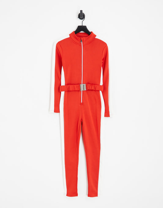 Threadbare Ski belted jumpsuit in red