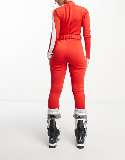 Threadbare Ski belted jumpsuit in red