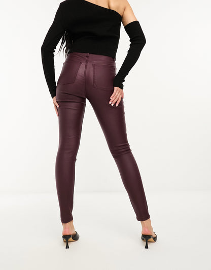 ASOS DESIGN ultimate skinny jeans in coated oxblood