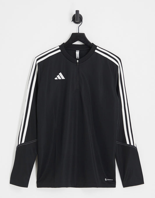 adidas Football Tiro 23 1/4 zip sweatshirt in black and white