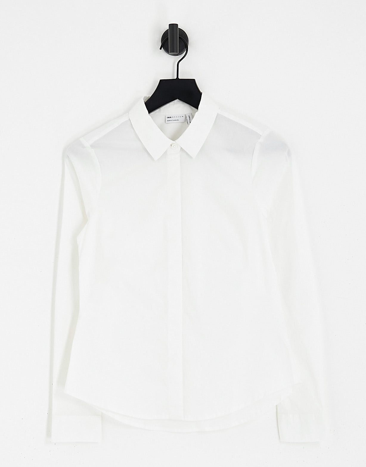 ASOS DESIGN long sleeve fitted shirt in white