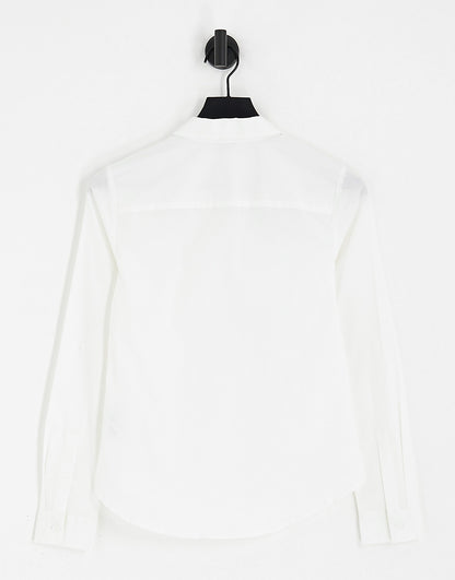 ASOS DESIGN long sleeve fitted shirt in white