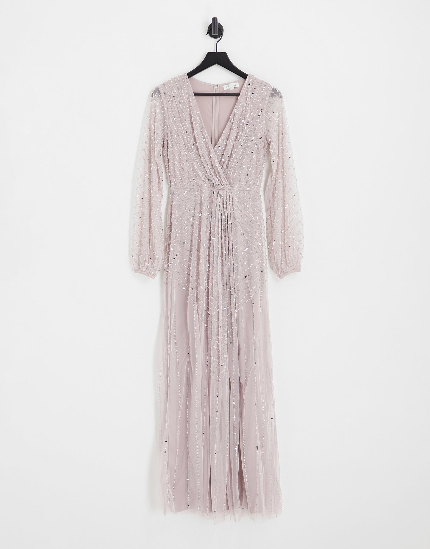 Frock and Frill Bridesmaid sequin plunge front maxi in dusty mauve