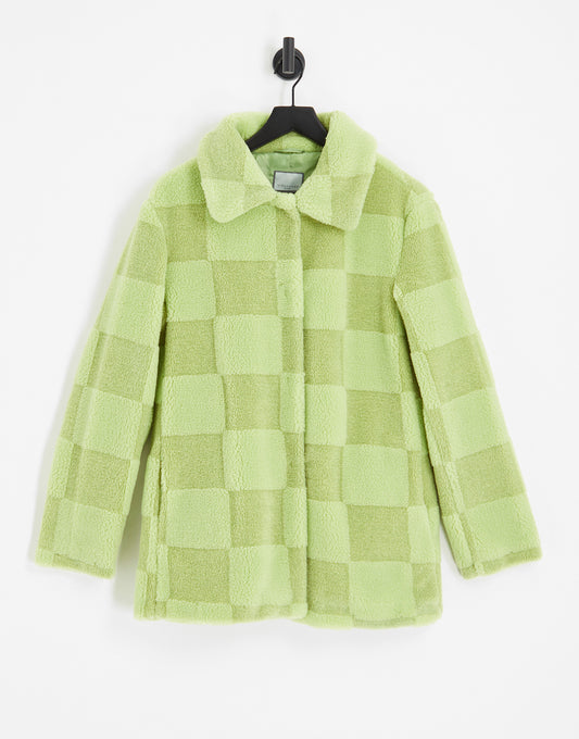 Urban Code checked borg jacket in lime green