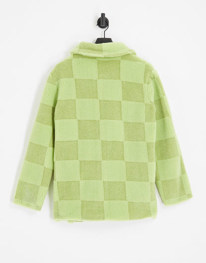 Urban Code checked borg jacket in lime green