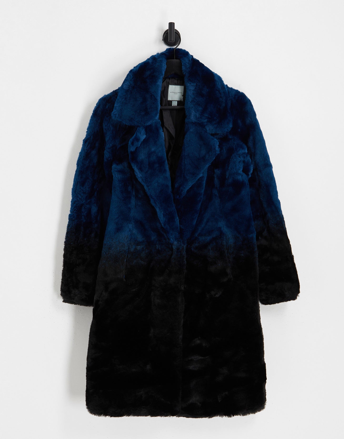 Urban Code longline faux fur coat in blue ombre