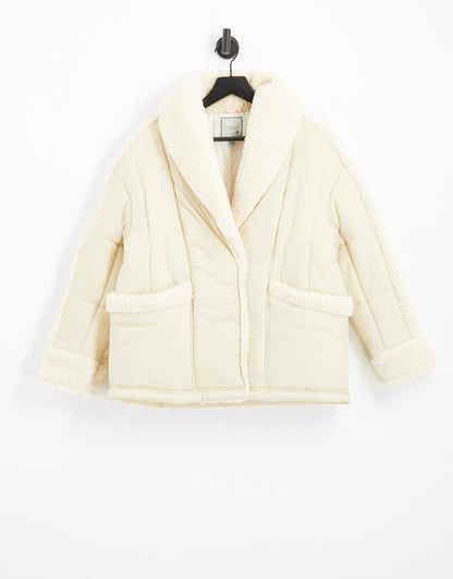 Urban Code borg padded coat in cream