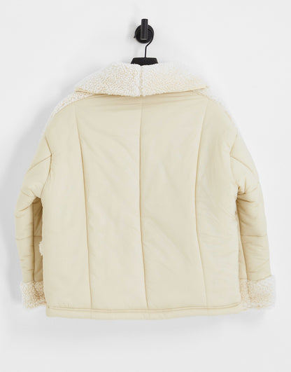 Urban Code Petite borg padded coat in cream