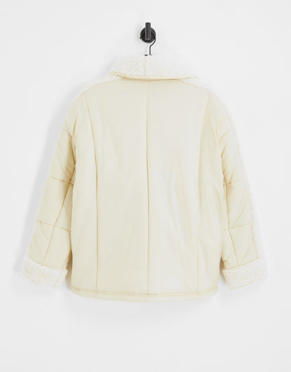 Urban Code Plus borg padded coat in cream