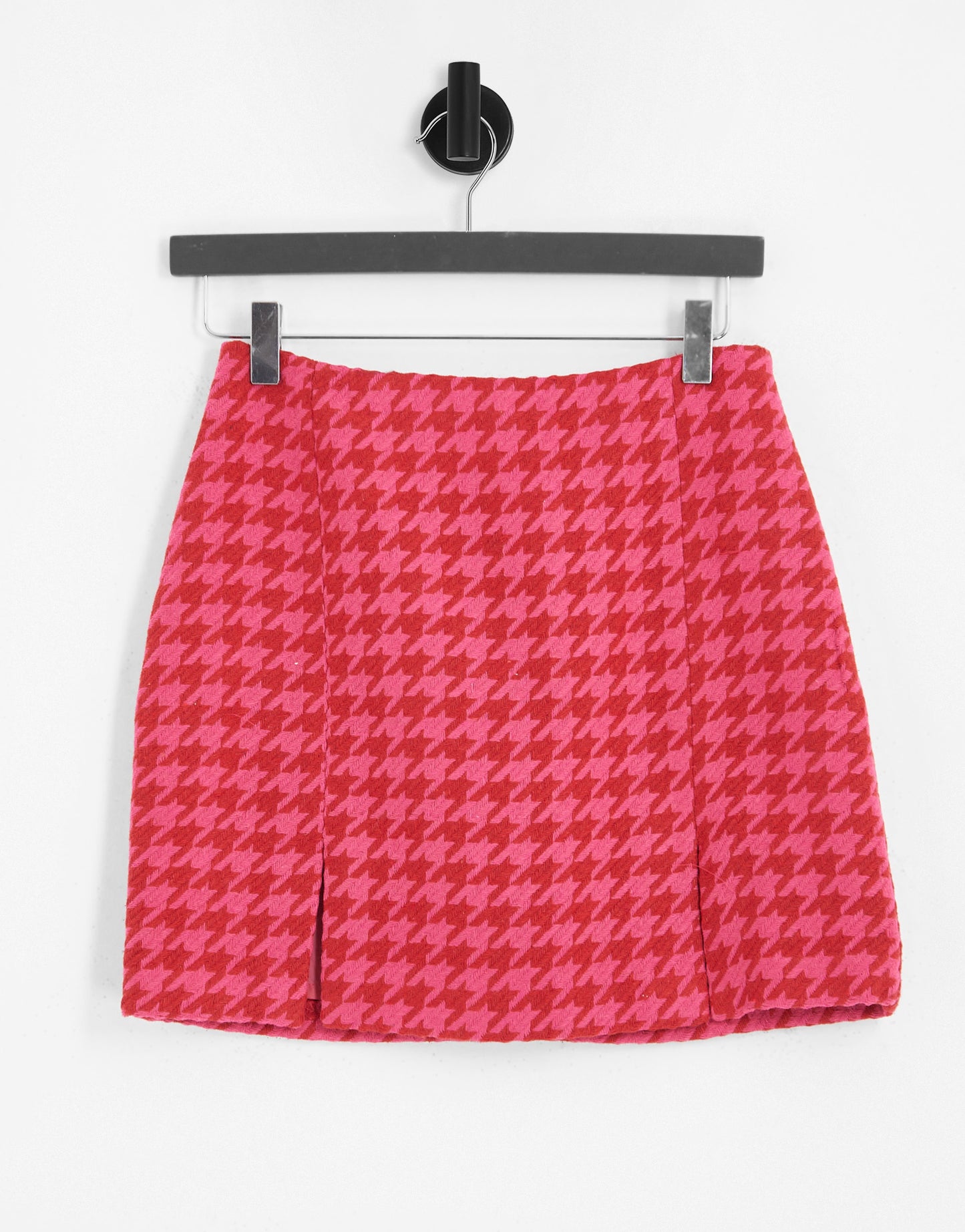 Miss Selfridge boucle mini skirt co-ord in pink and red check