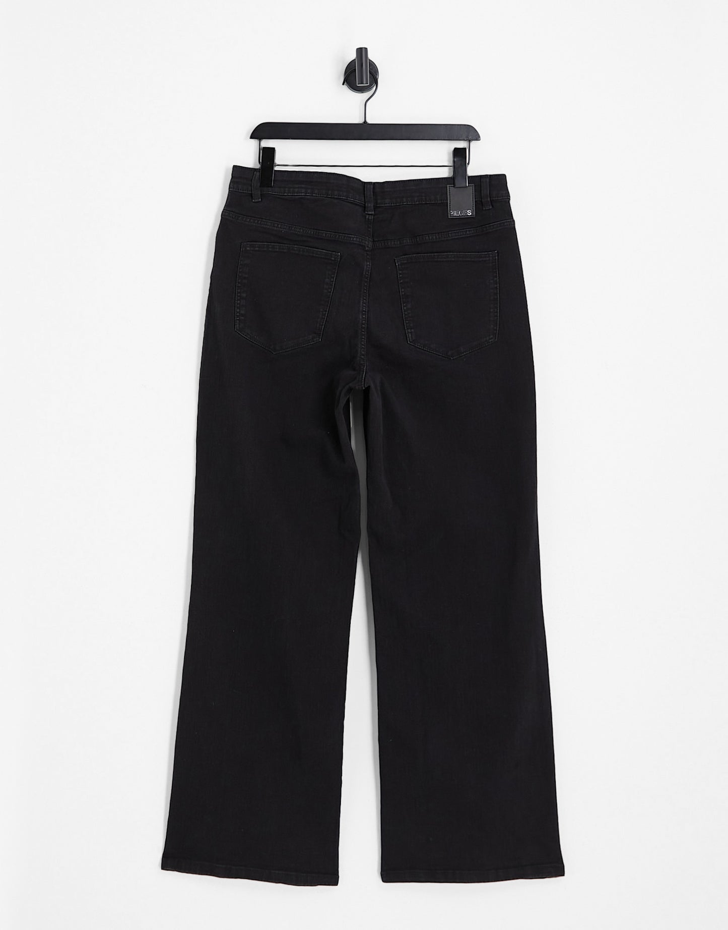 Pieces Curve Peggy high waisted wide leg jeans in black