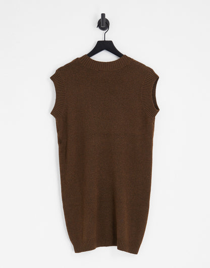 Y.A.S. Diva sleeveless v-neck knitted dress in brown