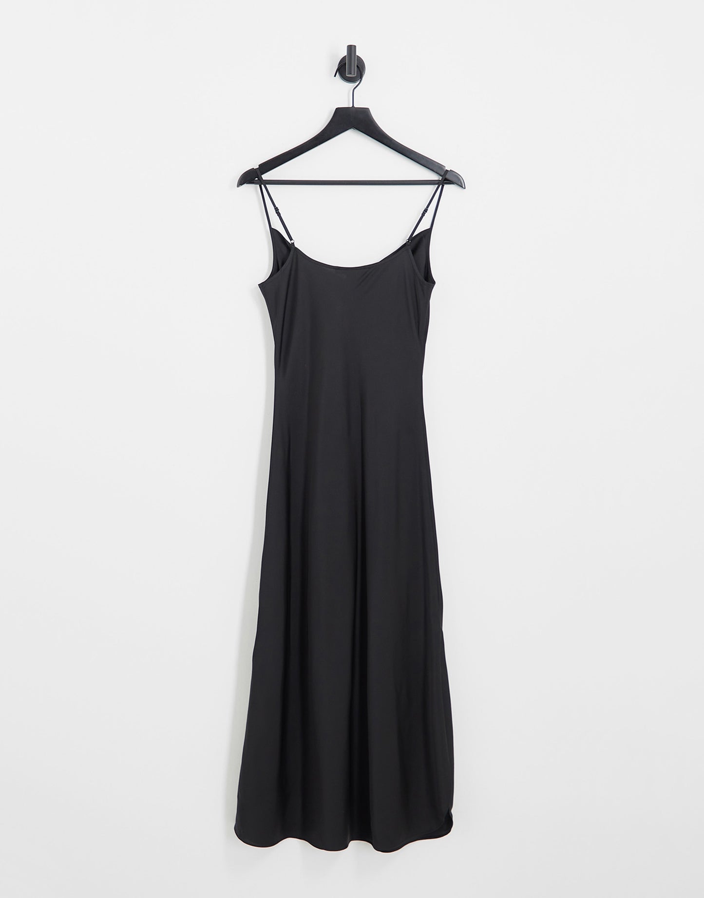 AllSaints Hadley satin midi slip dress in black