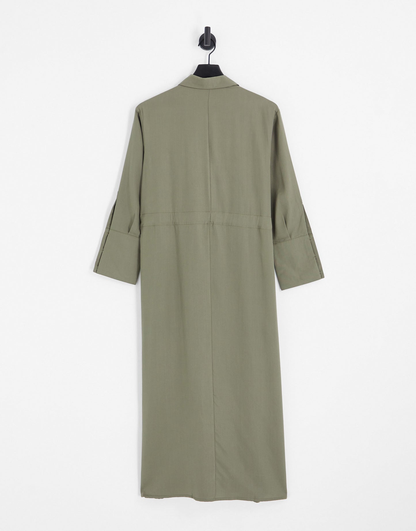 Topshop contrast bust stitch midi shirt dress in khaki