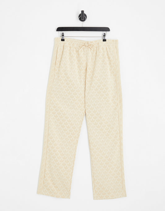 adidas Originas Trefoil monogram trackpants in neutral