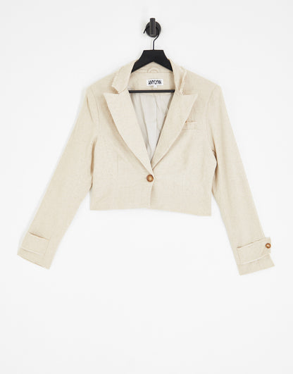 Amy Lynn cropped blazer in stone