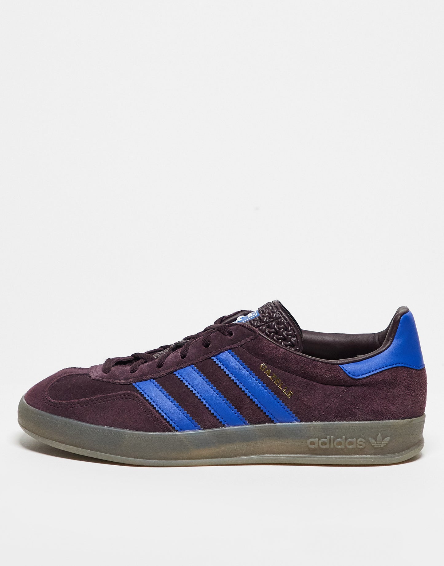 adidas Originals gum sole Gazelle Indoor trainers in maroon and blue