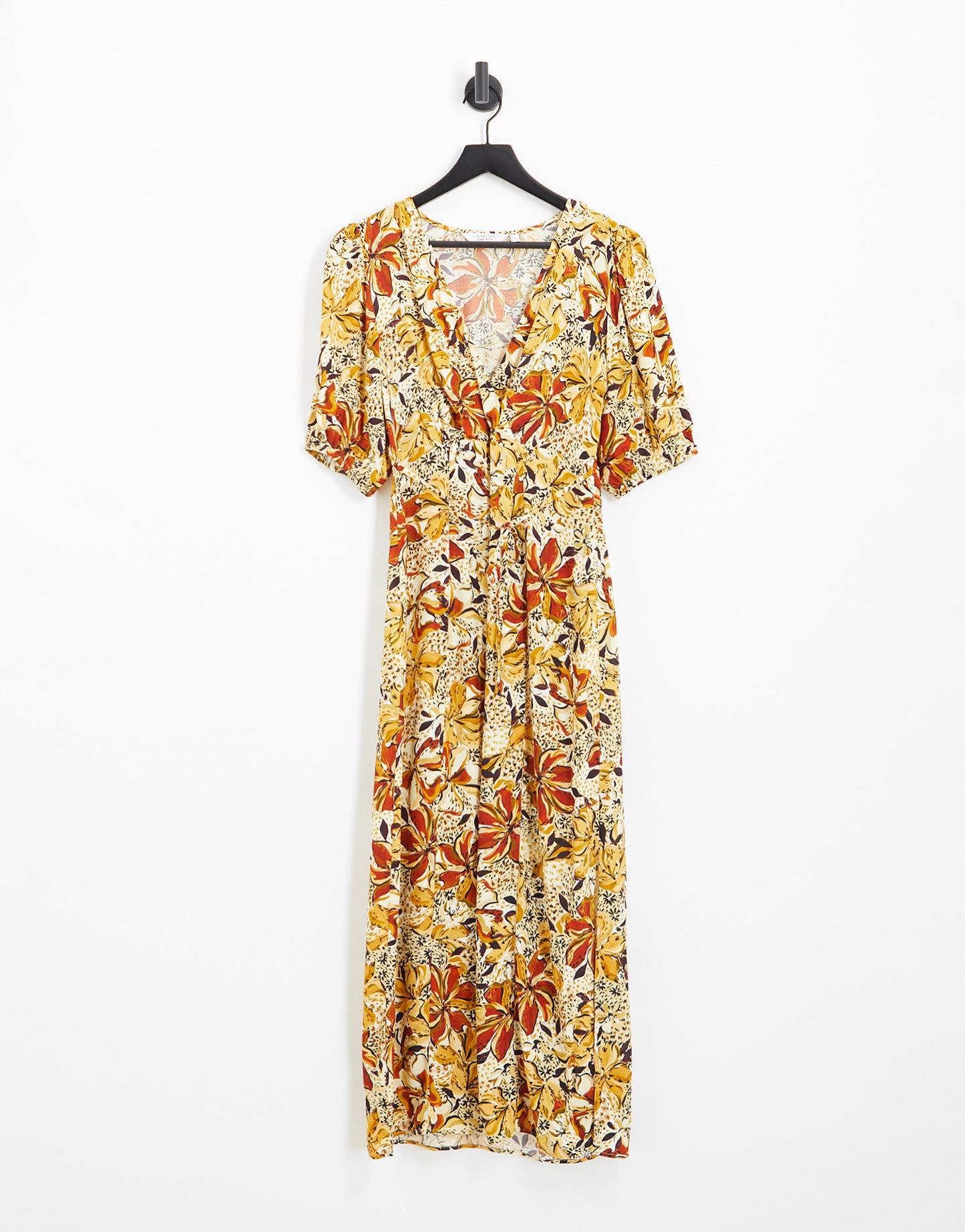 & Other Stories midi dress with puff sleeves in autumnal floral