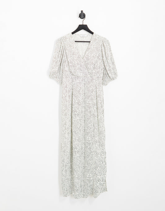 & Other Stories wrap midi dress in white polka dot