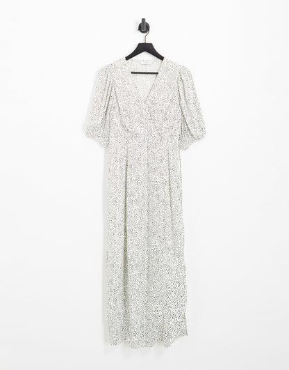 & Other Stories wrap midi dress in white polka dot