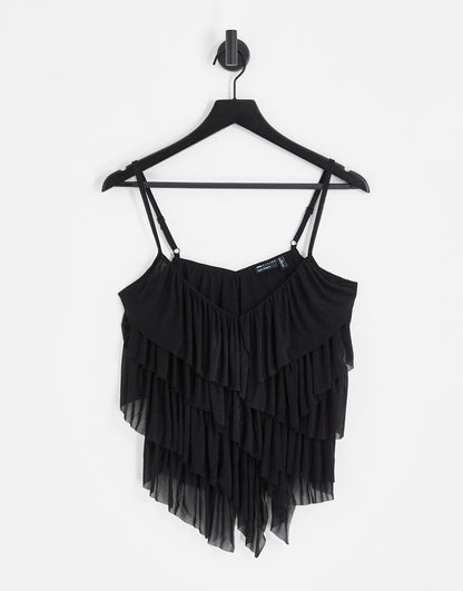 ASOS DESIGN Tall co-ord ruffle cami top in black