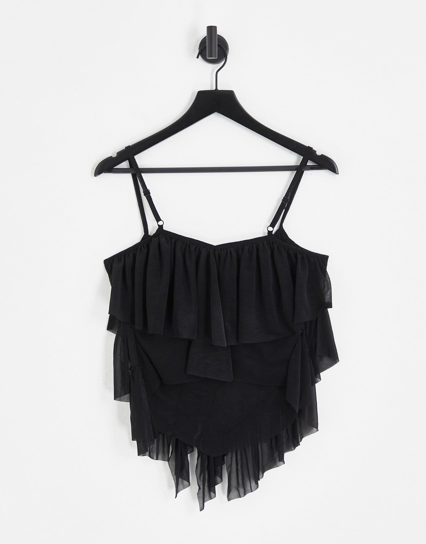 ASOS DESIGN Tall co-ord ruffle cami top in black