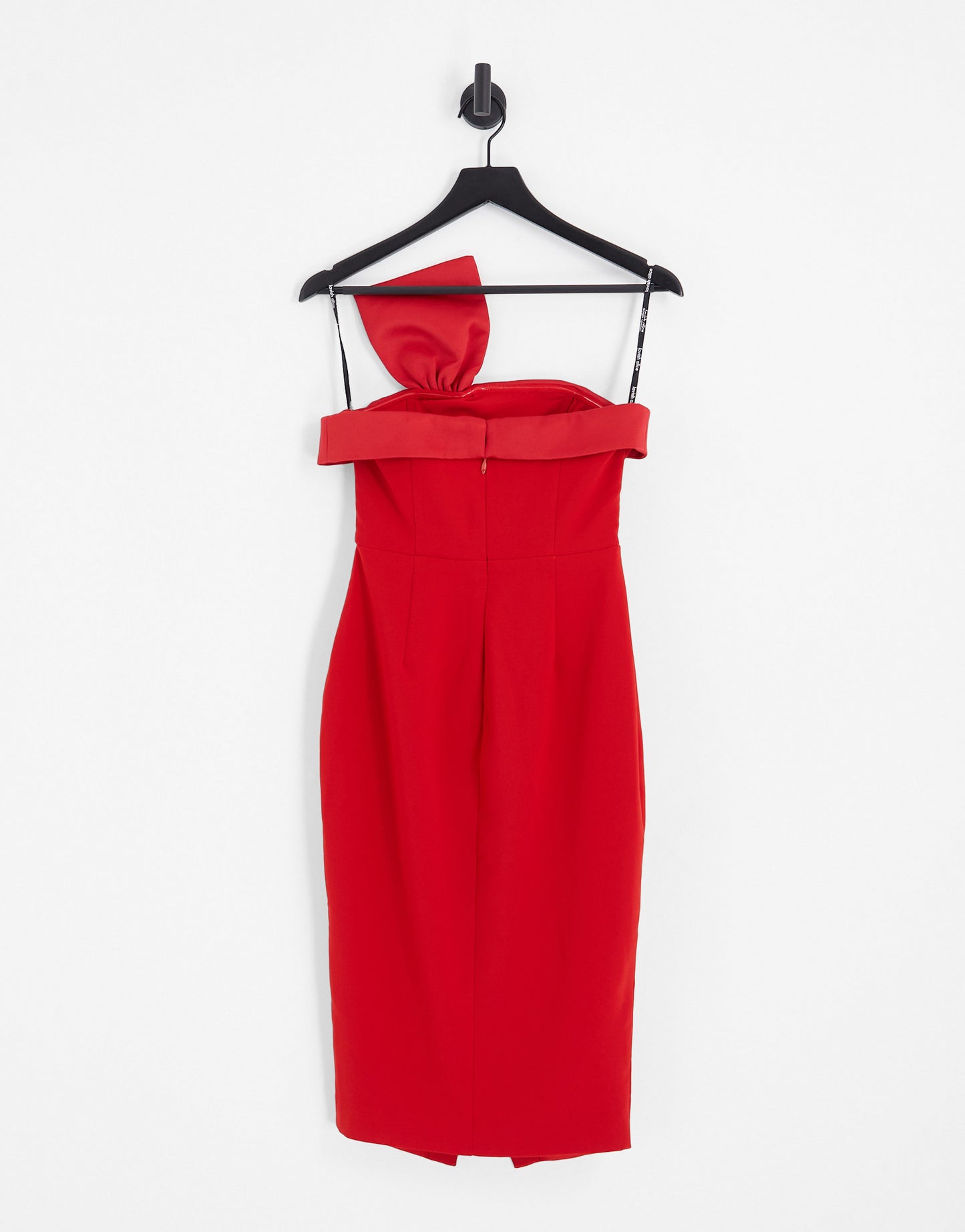 Lavish Alice bandeau bow detail wrap midi dress in red