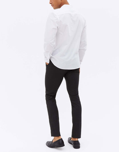 New Look long sleeve grandad shirt in white