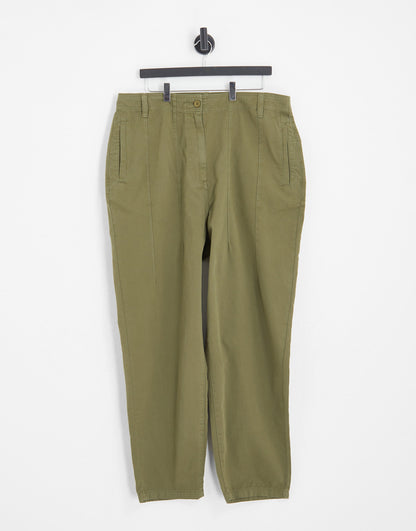 Topshop Curve high waist peg trouser in khaki