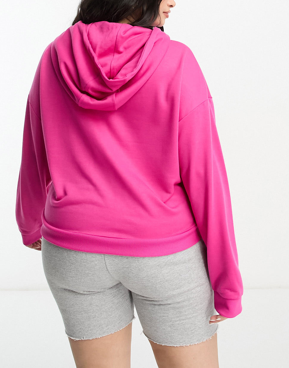 Night Addict Plus cropped hoodie with family print in bright pink