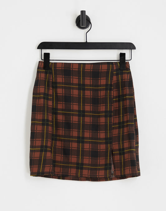 Heartbreak tailored mini skirt co-ord in brown check