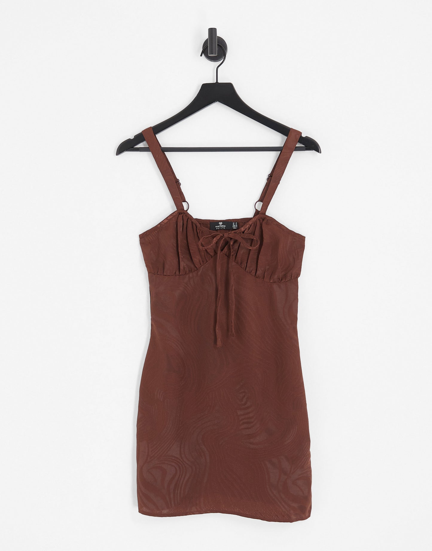 Heartbreak satin jacquard cami mini dress in chocolate brown