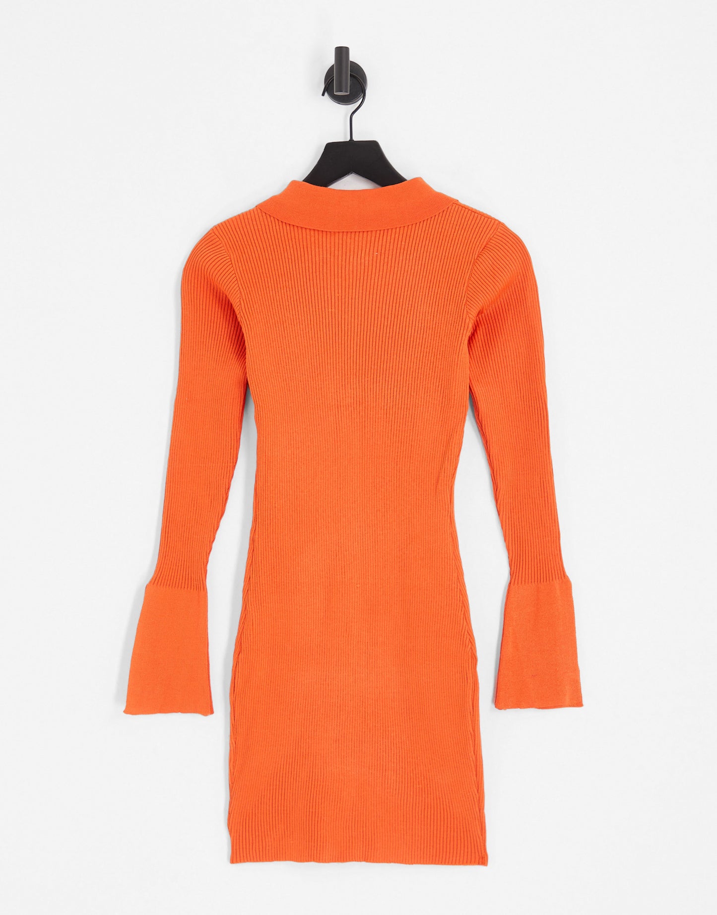 Heartbreak ribbed button through mini dress in bright orange