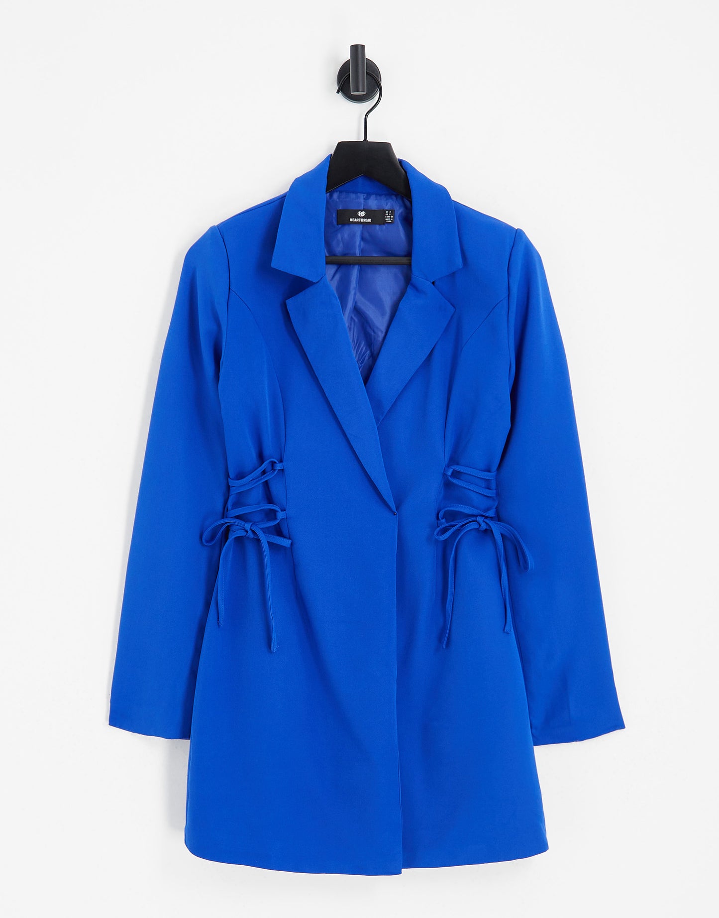 Heartbreak lace up side blazer dress in cobalt blue