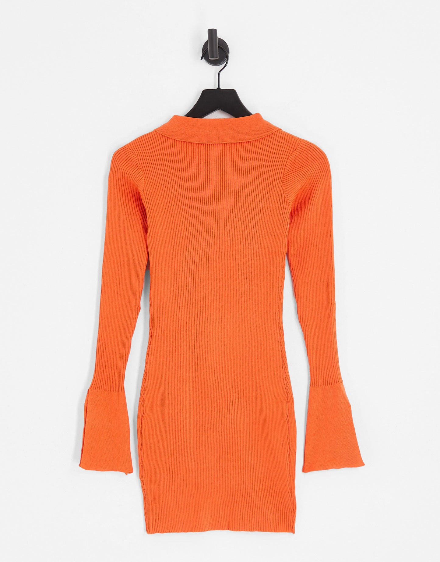 Heartbreak Petite ribbed button through mini dress in bright orange